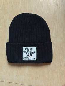 1 pieza Gorro de punto con parche bordado de cabra, unisex, adecuado para uso casual, deportivo y de fiesta - cabra - Ver 8