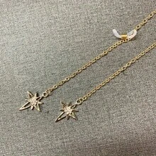 復古水鑽星星吊墜眼鏡口罩鍊 金屬透明防滑固定式 時尚優雅女性閱讀眼鏡配件 - 常規款 - 查看 6