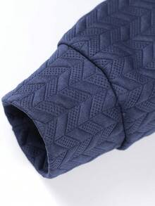 Navy Blue Long Sleeve Polo Shirt With Pocket Design, Suitable For Business And Casual Wear - Blue - View 7