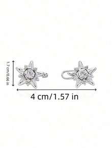 2 Sets Metal Five-Pointed Star Shaped Belt Buckles, Waist Size Adjustment Buckles, Jeans Belt Buckles, Skirt Hem Drawstring Buckles, Waist Circumference Adjustment Device, Safety Pin Invisible Seamless, Suitable For Daily Use Multi-Functional Snowflake Style - Silver - View 6
