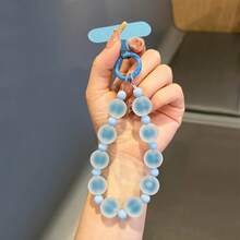 1pc Matte Beaded Phone Chain Charm, Unique Premium Frosted Texture Bracelet, Niche Wrist Chain, Summer Fresh Candy Color Hanging Chain, Travel Anti-Loss Charm, Camera/ Pendant, Bag/Case Strap With Clip - Multicolor - View 7