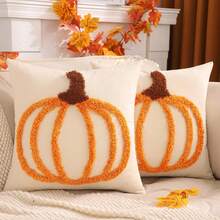 1pc/2pcs Halloween Throw Pillow Cover 18x18 Inch White Pumpkin Embroidered Decorative Pillowcase, Square Cushion Cover, Suitable For Bedroom, Living Room, Sofa, Patio, Garden Decoration And Daily Use, Pillow Insert Not Included, Size 30*50cm/45*45cm, Autumn Decor, Room Decoration - Orange - View 10