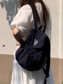 Ransel Laptop Kanvas Nilon Kapasitas Besar Gaya Korea dengan Tali Serut, Ransel Komuter untuk Pelajar, Sekolah, Perjalanan, Musim Kembali ke Sekolah - MultiWarna - View 7