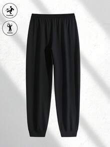 Men Solid Full Zip Bomber Jacket & Drawstring Joggers 2 Pieces Tracksuit Casual Sports Sweat Set - Black - View 3