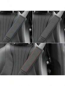 PU Leather Car Seat Belt Cover With Quilted Design, Enhance Safety And Comfort - A - View 6