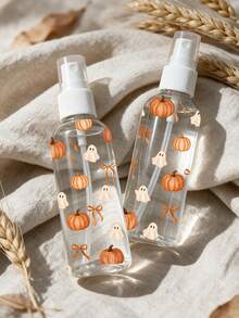 Pumpkin Bow Halloween Pattern Transparent PET Travel Spray Bottle, Multi-Purpose Fine Mist Spray Bottle, Suitable For Travel And Business Trips, Makeup Remover Dispenser Bottle, Hair Spray Bottle, Continuous Spray Water Bottle, Suitable For Hair Styling, Plants, Facial Moisturizing, Halloween Gift For Women, Students And Men, Party Decoration, Thanksgiving Decoration, Autumn Party Gift - Multicolor - View 4