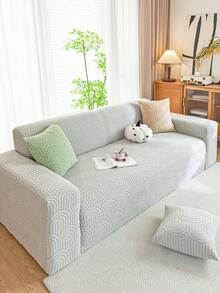 1件裝幾何線條提花抓絨沙發套，極簡風彈性一體式沙發套，寵物友善防滑防污，可機洗，四季通用全覆蓋沙發保護套 - 淺灰色 - 查看 7