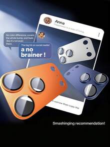 1 buah Pelindung Lensa Kamera untuk iPhone 17 Pro Max/17 Pro, [Permukaan Matte Penuh] [Perekat Kuat] Bingkai Logam Kaca Tempered Pelindung Lensa Kamera - Oranye - Jeruk - View 5