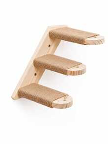 1pc Multi-Layer Solid Wood Wall-Mounted Cat Climbing Ladder Jumping Platform, Multi-Functional Climbing Structure With Comfortable Platform And Sturdy Guardrail, Space-Saving Detachable Design, Easy Assembly, Indoor Cat Tower - Apricot - View 9