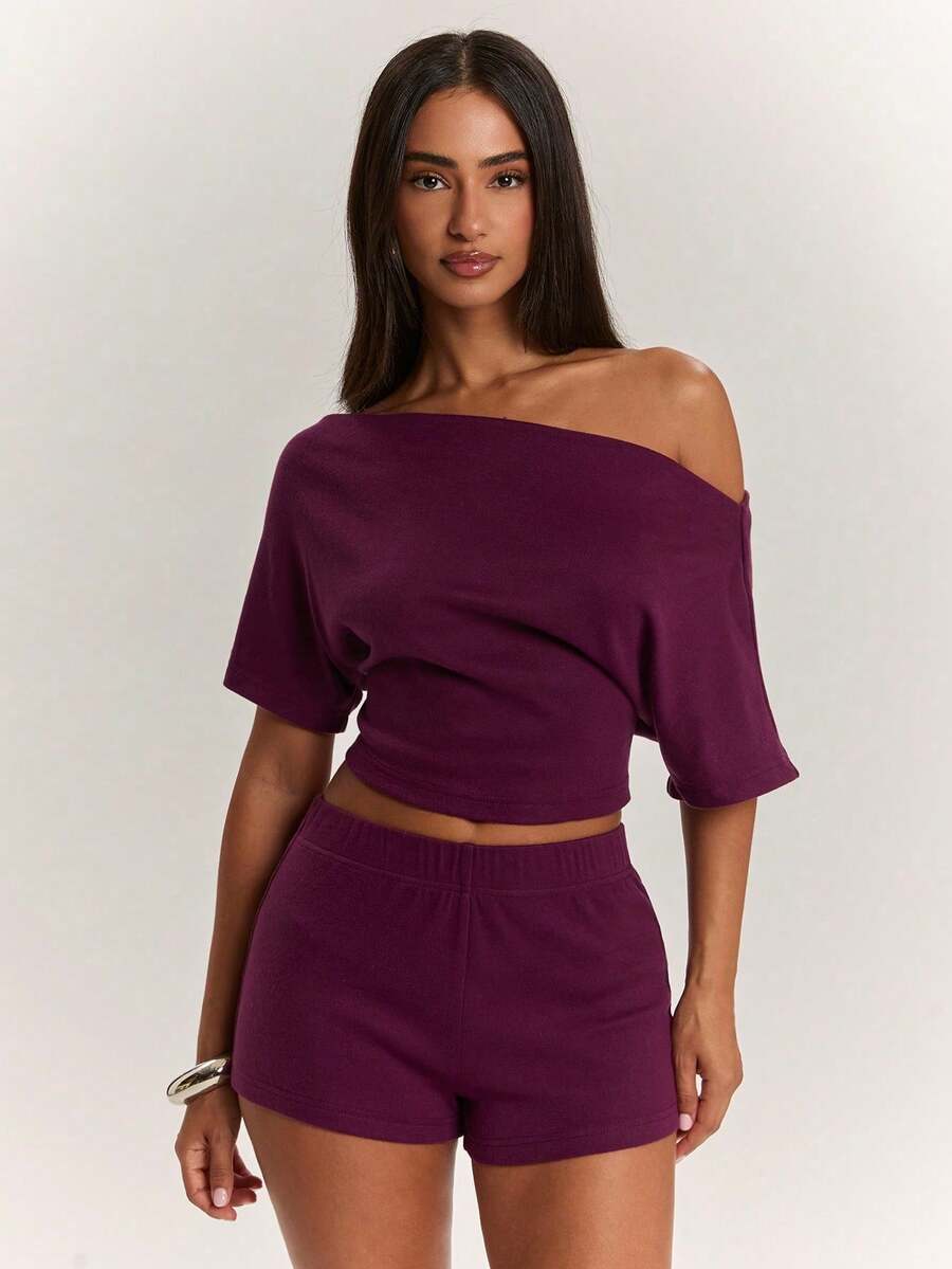 Women Two-Piece Outfits - 紅紫色 - 查看 1