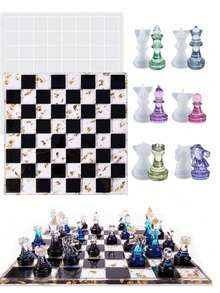 7pcs Resin Casting Chess Mold Set, Crystal Epoxy DIY 3D Chess Pieces, 3D Chessboard Silicone Mold, DIY Chess Game, Suitable For Western Chess, Tabletop Games, DIY Crafts And Board Game Accessories - One Size - View 9