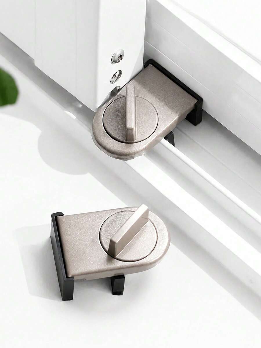 1pc No Drill Sliding Door Window Safety Lock, Childproof Anti-Fall Anti-Theft Window Latch, Self-Adhesive Security Lock For PVC Aluminum Sliding Windows Balcony Door - Multicolor - View 1