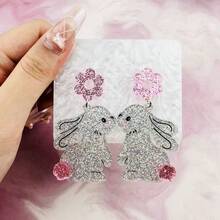 1 Pair New Animal Super Shiny Silver Earrings, Korean Style Stud ...