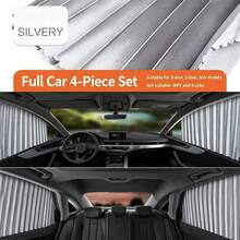 4pcs Front + Rear Car Sun Shade Curtains, Auto-Retractable Magnetic Track Universal Car Window Curtains, UV Protection & Heat Insulation - Magnetic Universal Car Window Sunshade - View 6