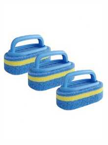 3Pcs Pool Cleaning Sponge Brush Set, Durable Polypropylene Handle Scrubber, Swimming Pool Wall & Tile Cleaner, Reusable Foam Scrub Brush For Bathroom Kitchen Sink Dish Washing, Household Cleaning Tool - Multi-color - View 4