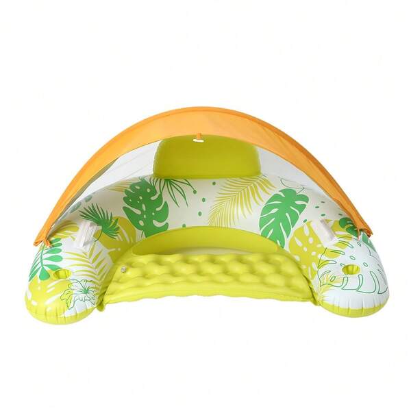 New Inflatable Lounge Chair With Sunshade, Thickened PVC Material, U-Shaped Sofa Chair