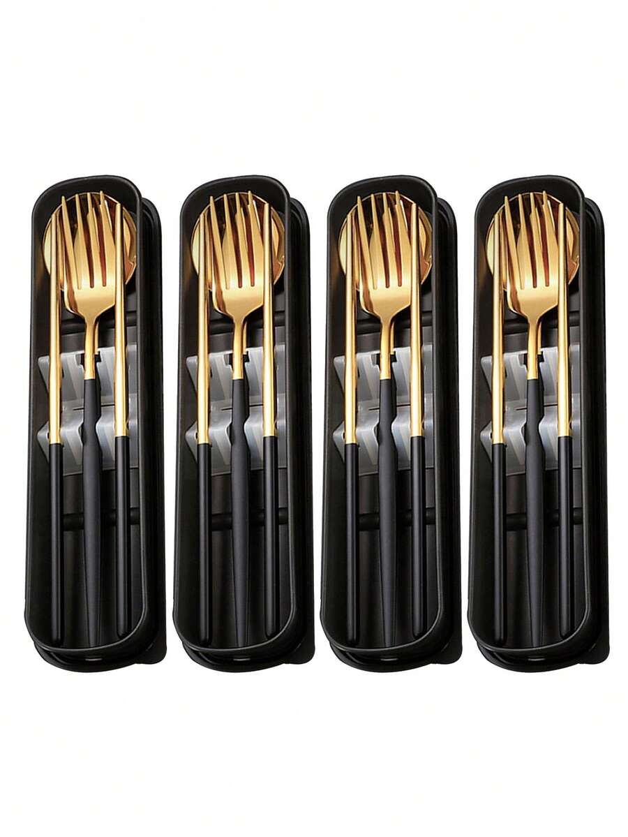 1/4 Set Portable Stainless Steel Cutlery Set With Fork, Spoon ...