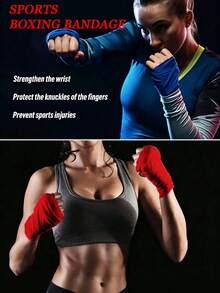 1 Pair Boxing Hand Wraps, Muay Thai Hand Wraps, Fitness Hand Wraps, Sports Sweat-Absorbing Combat Hand Wraps, Sanda Hand Wraps (Non-Elastic) - Multicolor - View 3
