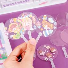 100/50pcs Cute Mini Transparent Hand Fans Handmade DIY Blank Fans Detachable Art Fans For Halloween Wedding Birthday And Party Decorations, Perfect Gifts For Friends Classmates Mothers Colleagues, Decorative Fans - One Size Fits All - View 5