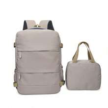 2pcsMulti-Color Contrast Trim Nylon 180° Full Open Large Capacity Multi-Pocket Zipper Closure Carry-On Travel Backpack Set With Storage Bag - Multicolor - View 14