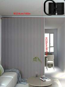 1pc Multifunctional Foldable Door Curtain With Plastic Hooks, No-Drill Installation, Room Divider For Home Use, Suitable For Bedroom, Living Room, Kitchen, Bathroom, Air Conditioner Wind Block, Heat Insulation, Soundproofing, Privacy Protection, Fabric Folding Design, Sliding Style, Easy Installation Without Wall Damage, Smooth Folding Design Space-Saving, Modern - B - View 10