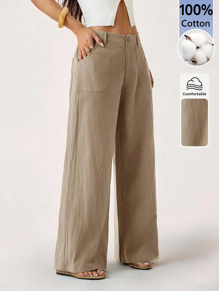 Women Pants - 駝色 - 查看 1