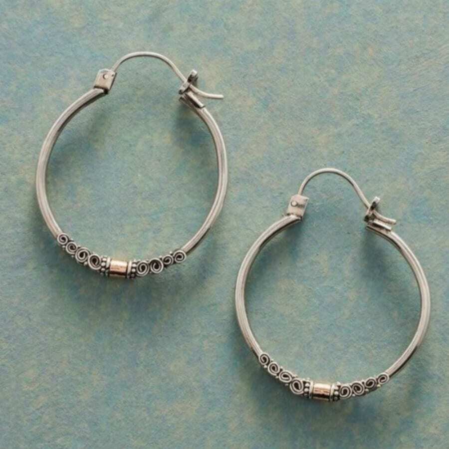 Gmzalx Vintage Dual-Tone Spiral Pattern Design Earrings, Suitable For Daily Commute, Casual Travel And Vacation Wear, Exuding Bohemian Vibe