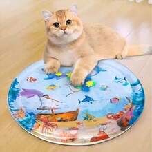 Durable Shark‑Shape Inflatable Pet Water Bed Thick Large Round Patting Water Mat Interactive Play Toy For Cats Dogs Household Pet Entertainment Tool Trim Claws Before Using - Multicolor - View 3