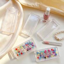 2/5pcs Transparent Rectangular Nail Art Rhinestone & Pearl Storage Box, Earring Necklace Jewelry Storage Box, Mini Nail Art Glitter Decoration Storage Box, Magic Powder Storage Jar - Multicolor - View 5