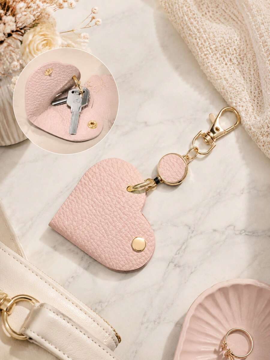 Cute Heart-Shaped Women's Keychain | Mini Keychain Wallet | Fashion Bag Charm And Car Key Holder (Also As Bag Accessory),Wallet For Women - Multicolor - View 1