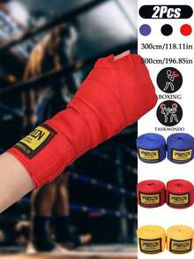 1 Pair Boxing Hand Wraps, Muay Thai Hand Wraps, Fitness Hand Wraps, Sports Sweat-Absorbing Combat Hand Wraps, Sanda Hand Wraps (Non-Elastic) - Multicolor - View 2