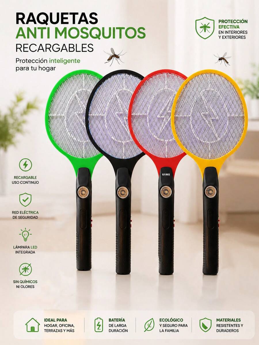 Rechargeable Electric Mosquito Swatter With LED Light – Portable - US A Type Plug(110-127V) - View 1