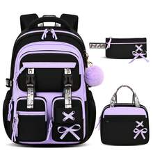 3-Piece Detachable Ribbon Backpack Set, Buckle Design School Bag With Tote Bag And Pencil Case, Suitable For Campus And Travel - A - View 1