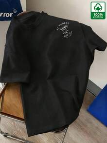 ChristmasMen'S New Short Sleeve-Shirt, Club Print Summer Round Neck Short Sleeve, Fashionable Hot Item - Black - View 4