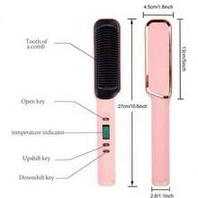 Straightening Comb, Quick Straightening Styling Comb, Electric Hot Comb, 5 Temperature Settings, Fast Heating Straightening Comb, Suitable For Home And Salon - 粉色 - 查看 8