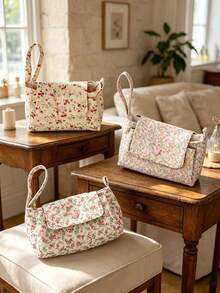 3-Layer Floral Print Digital Storage Bag, Cute Camera Protective Case With Handle, Large Capacity Multi-Layer Storage Design, Scientific Partitioning For Easy Organization Of Camera, Phone, Data Cable, USB Drive, Hard Drive And Other Digital Accessories, Thick Shock-Absorbing Lining Effectively Cushions And Protects Devices From Drops, Lightweight Hand-Carried Suitable For Daily Commute, Travel And Dorm Storage, Essential For Back-To-School And Vacation Season, High Cost-Performance Choice For Digital Enthusiasts, Keep Your Digital Accessories Organized In One Bag - View 4