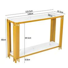 Modern Console Table With 2 Shelves, Hallway Table In White Marble Look, Slim Table For The Entryway, Decorative Table For Living Room, Hallway And Bedroom – H80/W123.5/D33.5 Cm - 金色 - 查看 2