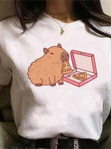 Capybara Tshirt Designer Comic Manga T Shirt Female Anime Manga Clothes - 白色 - 查看 1