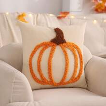 1pc/2pcs Halloween Throw Pillow Cover 18x18 Inch White Pumpkin Embroidered Decorative Pillowcase, Square Cushion Cover, Suitable For Bedroom, Living Room, Sofa, Patio, Garden Decoration And Daily Use, Pillow Insert Not Included, Size 30*50cm/45*45cm, Autumn Decor, Room Decoration - Orange - View 9