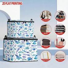 1pc Large Foldable Zipper Storage Box, 2D Cartoon Watercolor Ink Style Blue Peacock Pattern Storage Box, Premium Style Element Print, Perfect For Travel, Bedding And Wardrobe Organization Solution - View 4