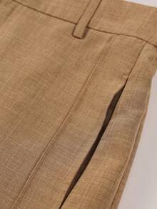 Men's Khaki Wide Leg Casual Pants, Drapey Comfortable Versatile Commuter Long Pants - Brown - View 5
