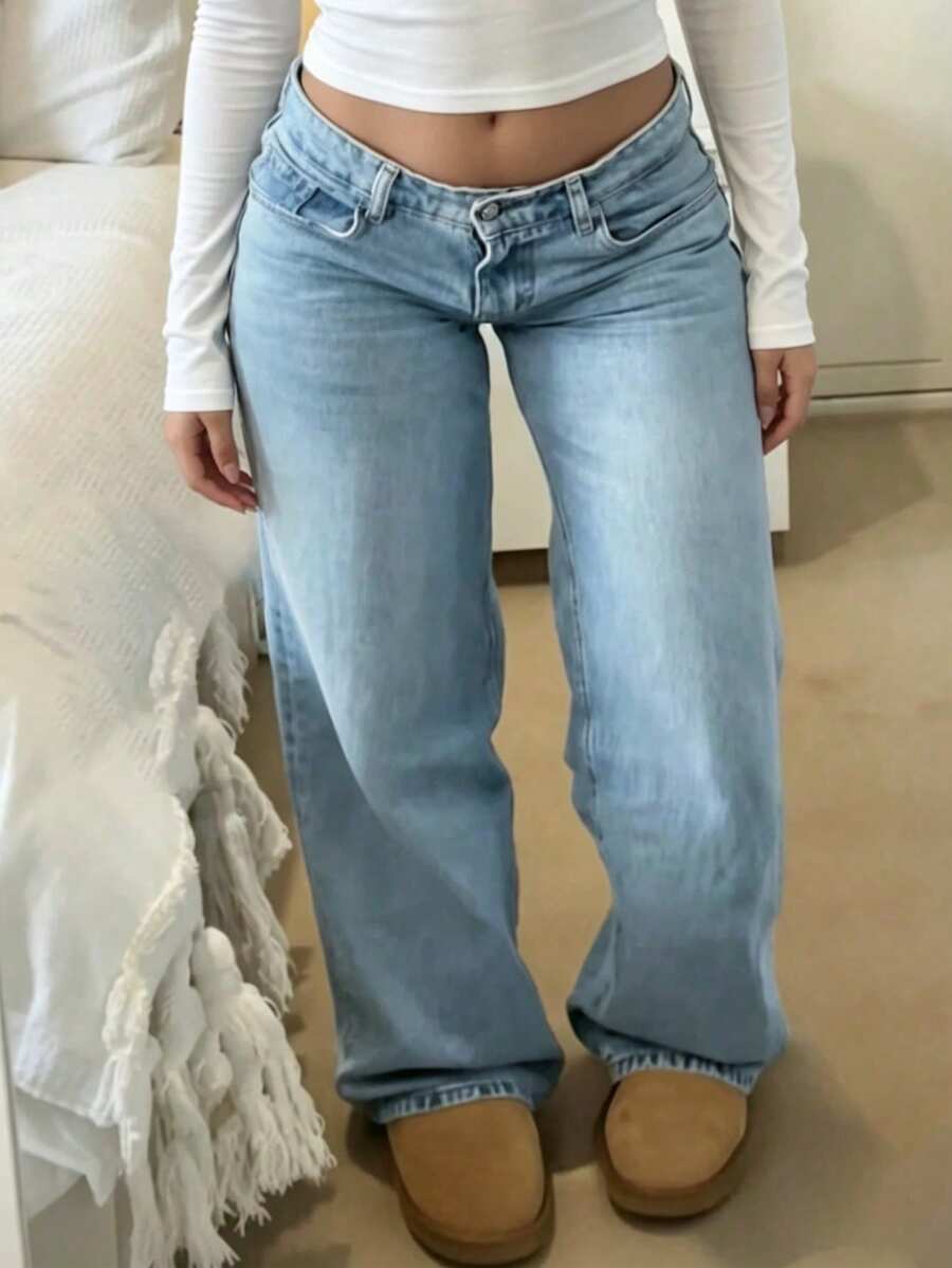 Straight-Leg Denim Jeans For Teenagers - Medium Wash - View 1