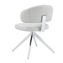 Modern Swivel Chair With Metal Frame, Comfortable Padding, 360° Swivel, Ideal For Office & Living Room - Light Gray - View 6