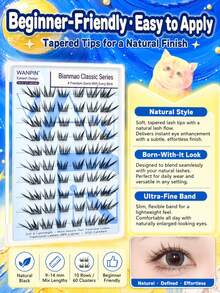 رموش صناعية علوية مقسمة من سلسلة Flat Lash Classic بتصميم عين القطة، أسود طبيعي وخفيف الوزن، بطول 9-14 ملم، انحناء C، مناسبة للجفون، بأسلوب أوروبي وأمريكي طبيعي شفاف، قابلة للتطبيق بشكل مقسم - مشاهدة 8