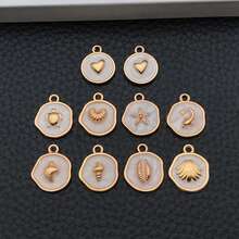 6/10pcs Enamel Ocean Charms Starfish Turtle Seashell Heart Alloy Pendants Jewelry Making Findings For DIY Bracelet Necklace Earring Craft Supplies - White - View 2