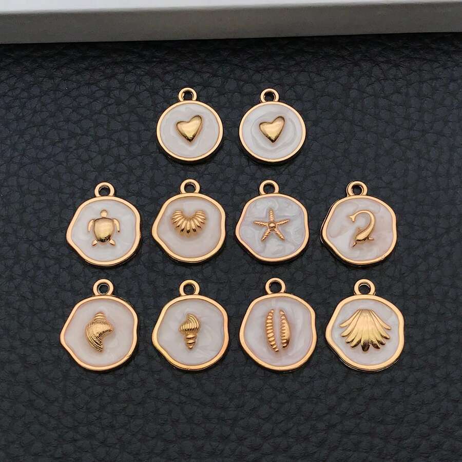 6/10pcs Enamel Ocean Charms Starfish Turtle Seashell Heart Alloy Pendants Jewelry Making Findings For DIY Bracelet Necklace Earring Craft Supplies