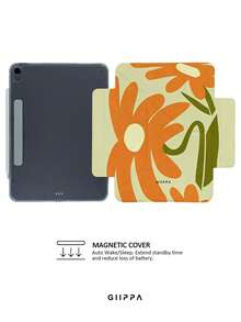 GIIPPA Casing Pelindung Lipat Berbentuk Y dengan Motif Bunga Daisy Oranye, Dapat Dilepas dengan Magnet, Gesper Ganda, Cetakan Definisi Tinggi, Pelindung Anti Guncangan dengan Tempat Pena, Gaya Cocok untuk Semua Model, Dapat Diberikan Sebagai Hadiah untuk Teman - MultiWarna - View 5