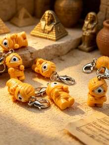 1pc Halloween 3D One-Eyed Mummy Resin Hanging Ornament With Lobster Clasp, Keychain Bag Pendant Gift - Multicolor - View 2