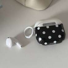 Korean Style Ins Polka Dot Earphone Case Compatible With Airpods 4th Generation Cute Earphone Cover Apple 2nd Generation 3rd Generation New Protective Case Pendant Airpodspro 3 Korean Style Earphone Case Pro 2 Girls Earphone Case Protective Cover Spring Summer Earphone Case With Hanging Ring Birthday Gift Holiday Gift - Black - View 5