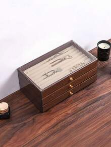 3層式珠寶收納盒，木製珠寶收納盒，壓克力珠寶收納盒，化妝品收納盒，戒指、耳環、項鍊、手鍊展示盒 - 彩色 - 查看 8
